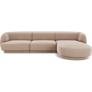 Micadoni Home Canape d'angle droit 4 places en tissu velours cappuccino