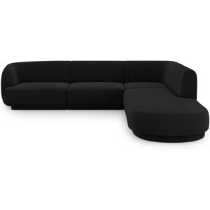 Micadoni Home Canape d'angle droit 6 places en tissu velours noir