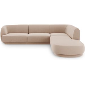 Micadoni Home Canape d'angle droit 6 places en tissu velours cappuccino