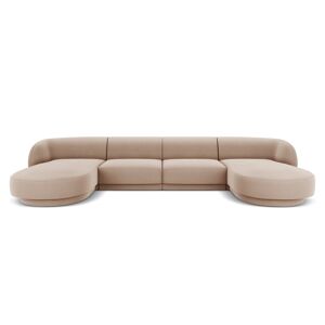 Micadoni Home Canape panoramique 5 places en tissu velours cappuccino