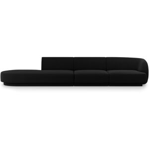 Micadoni Home Canape gauche 4 places en tissu velours noir