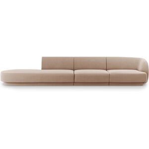 Micadoni Home Canape gauche 4 places en tissu velours cappuccino