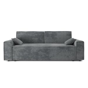 Baita Canape droit convertible en velours côtele 3 places gris souris