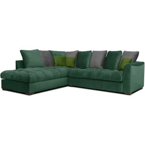 Courtois Laville Canape d'angle gauche 5 places tissu vert