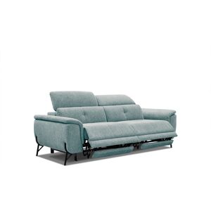 Courtois Laville Canape droit 3 places avec 2 relax electriques tissu bleu clair