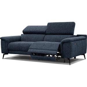 Courtois Laville Canape 3 places XXL avec relax electrique côte droit tissu bleu fonce