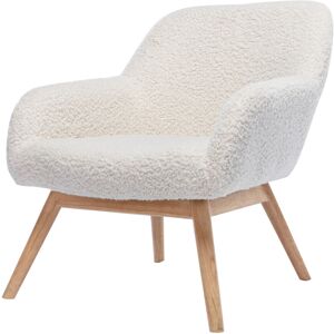 Moloo Fauteuil lounge en tissu boucle ecru et hevea naturel