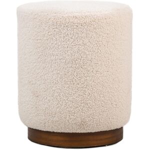 Nordlys Pouf en bouclettes blanches et base en bois