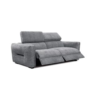 Courtois Laville Canape droit 3 places avec 2 relax electriques tissu gris moyen