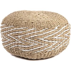 HYDILE Pouf blanc et marron en corde