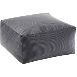 Sia Home Pouf carre en velours côtele gris 50x50x25cm