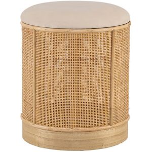 Nordlys Pouf en velours beige et rotin