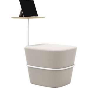 Space Planning Pouf en tissu blanc creme et tablette ecritoire