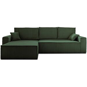 Best Mobilier Canape d'angle reversible convertible 4 places en velours côtele vert