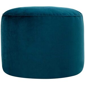 Icon Pouf repose-pieds rond velours bleu canard