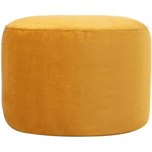 Icon Pouf repose-pieds rond velours jaune ocre