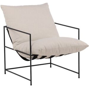 Meubles & Design Fauteuil douillet en tissu beige structure metal noir