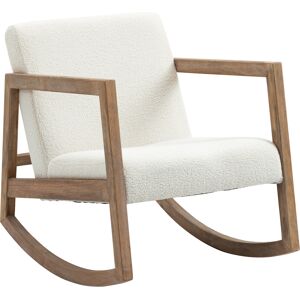 Homcom Fauteuil lounge a bascule bois hevea effet peau de mouton polyester