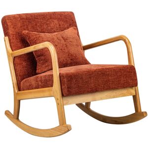 Nordlys Rocking chair en bois massif et tissu terracotta