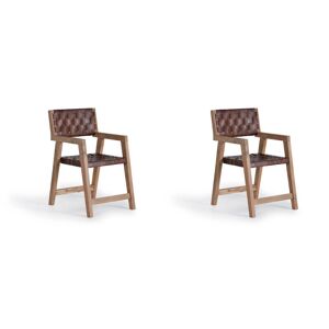 GINER Y COLOMER Ensemble de deux fauteuils en cuir marron et metal