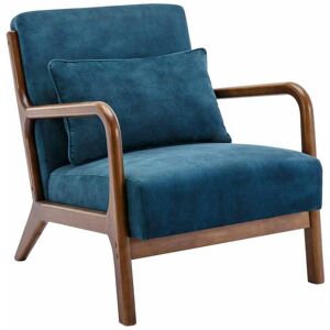 sweeek Fauteuil velours bleu petrole, hevea teinte