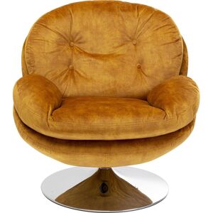 Kare Design Fauteuil pivotant en velours ocre et acier chrome