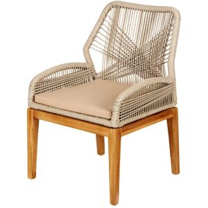 Rotin Design Fauteuil en corde tressee beige et bois