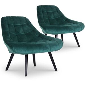 Menzzo Lot de 2 fauteuils velours vert