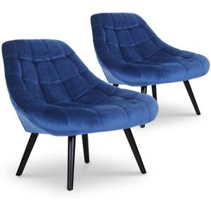 Menzzo Lot de 2 fauteuils velours bleu