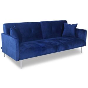 Menzzo Canape convertible clic-clac 3 places velours bleu