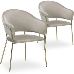 Menzzo Lot de 2 chaises/fauteuils velours taupe