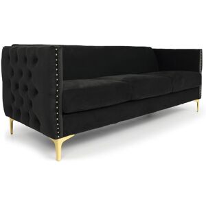 Menzzo Canape 3 places velours noir