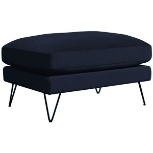 Drawer Pouf en velours pieds epingles noirs bleu marine