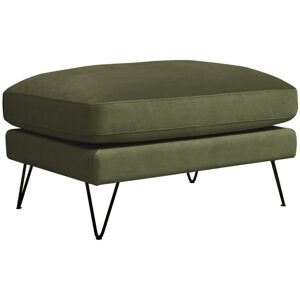 Drawer Pouf en velours pieds epingles noirs vert olive