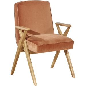 Robin des Bois X - Fauteuil de table scandinave en bois et velours caramel