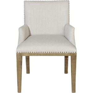 Robin des Bois Fauteuil de table en bois massif et tissu cloute anti feu Beige