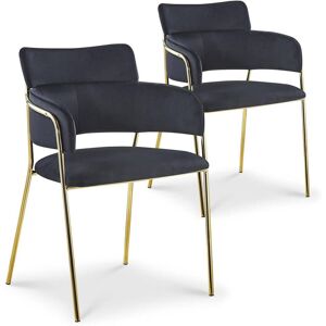 Menzzo Lot de 2 chaises / fauteuils velours noir