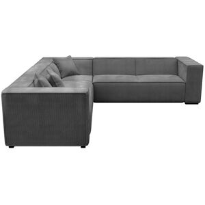 Sia Home Canape grand angle tissu velours côtele gris anthracite