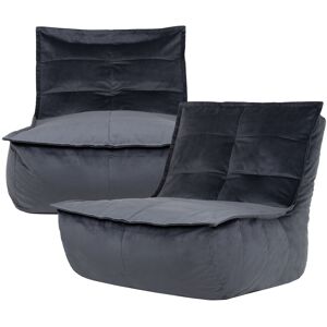 Icon Pouf modulable sofa velours, 2 pieces, gris anthracite