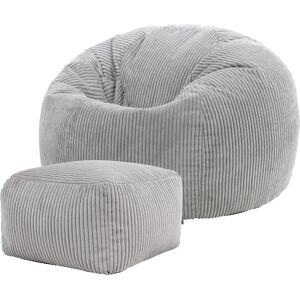 Icon Pouf avec repose-pied velours côtele gris aube