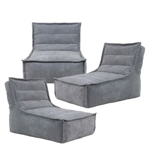 Icon Pouf modulable sofa velours côtele, 3 pieces, gris