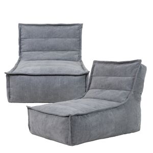 Icon Pouf modulable sofa velours côtele, 2 pieces, gris