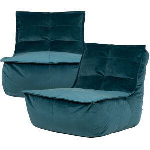 Icon Pouf modulable sofa velours, 2 pieces, vert canard