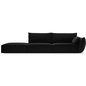 Micadoni Home Canape gauche 4 places en tissu velours noir