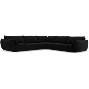 Micadoni Home Canape d'angle symetrique 7 places en tissu velours noir