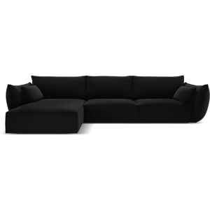 Micadoni Home Canape d'angle gauche 4 places en tissu velours noir