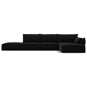 Micadoni Home Canape d'angle droit 5 places en tissu velours noir