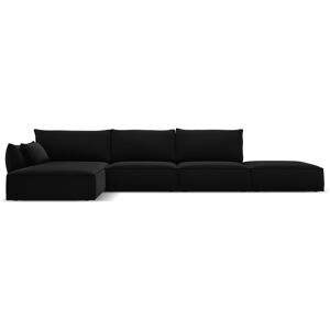 Micadoni Home Canape d'angle gauche 5 places en tissu velours noir