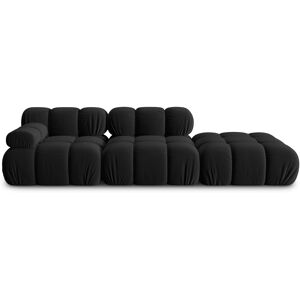 Micadoni Home Canape modulable droit 4 places en tissu velours noir