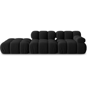 Micadoni Home Canape modulable gauche 4 places en tissu velours noir